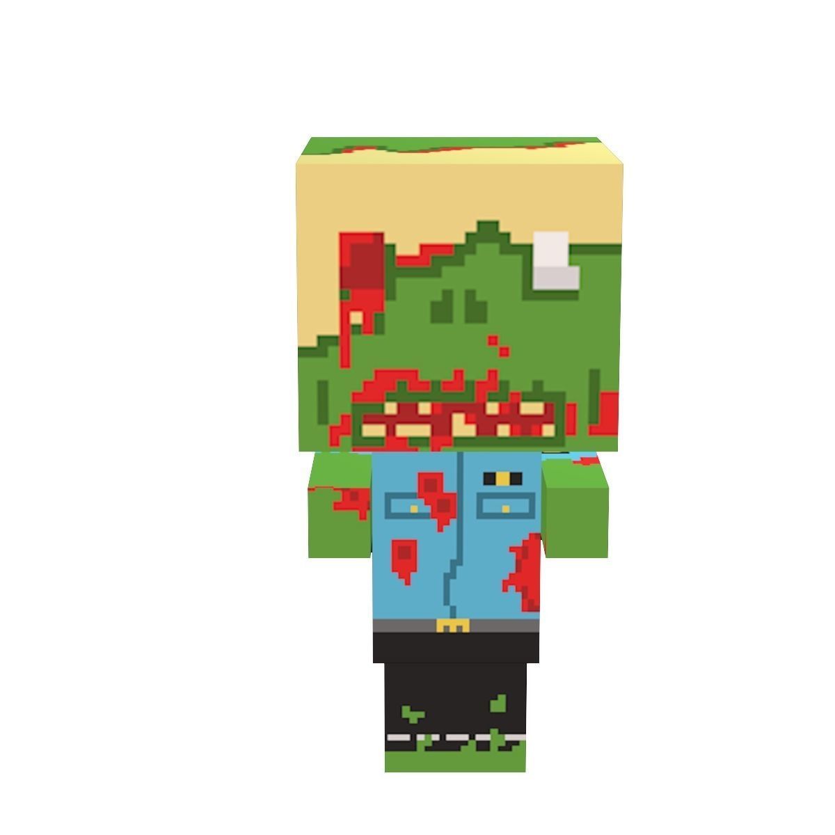 Block Zombies Game Ready Low-poly 3D model_8