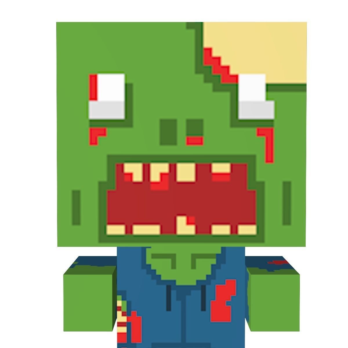 Block Zombies Game Ready Low-poly 3D model_0