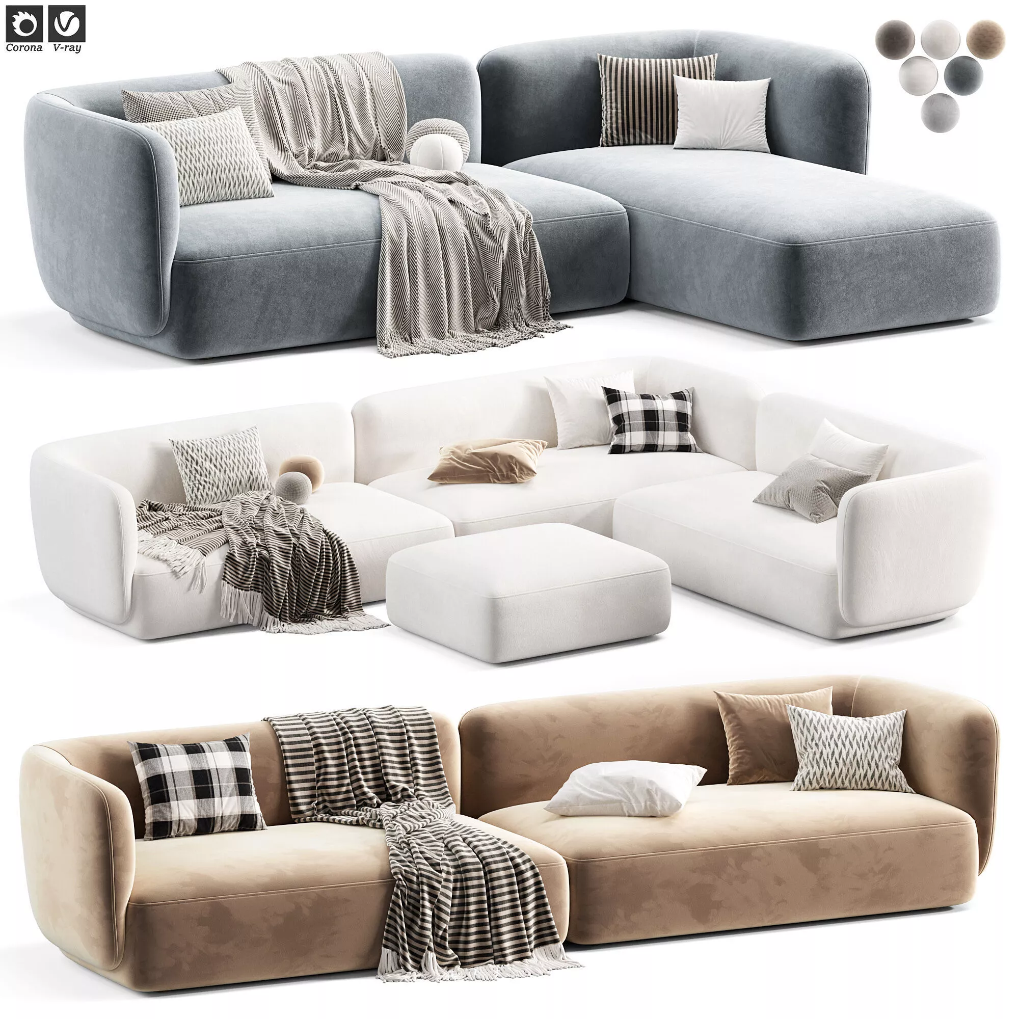 Corner Sofa Blossom by Novamobili 3D model
