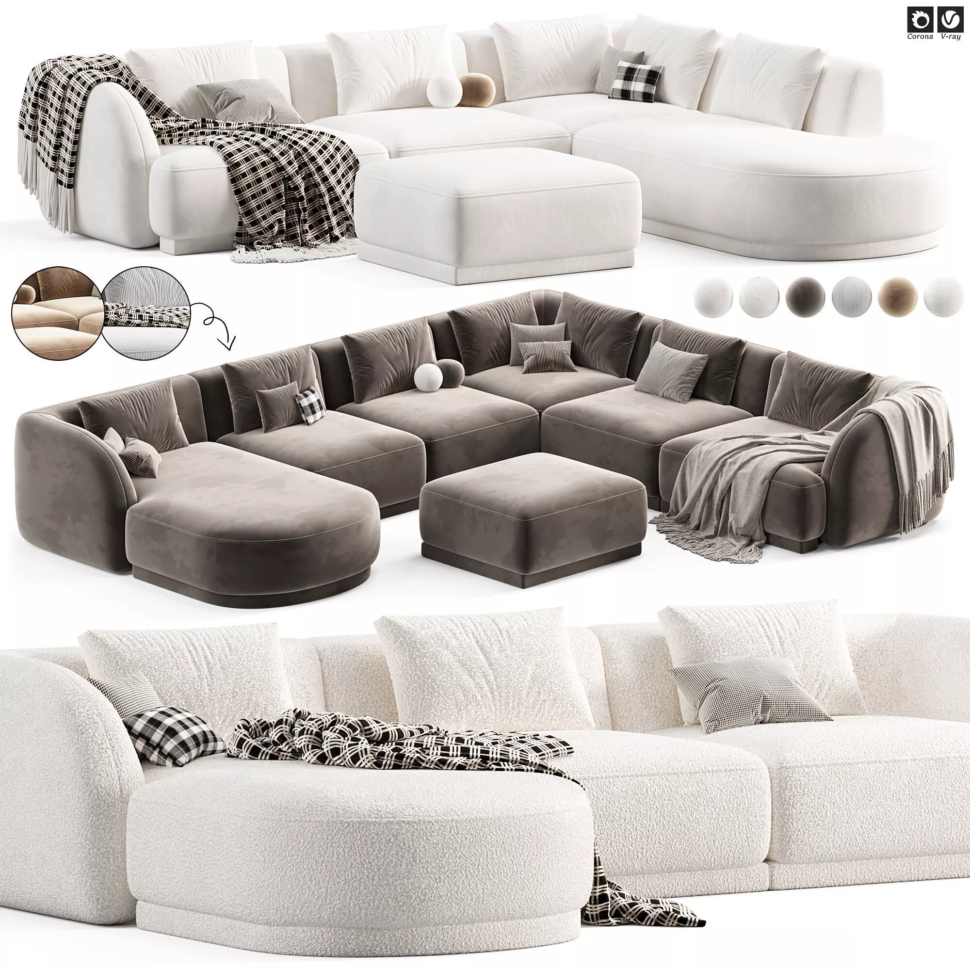 Naduvi Miley seater corner Sofa 3D model
