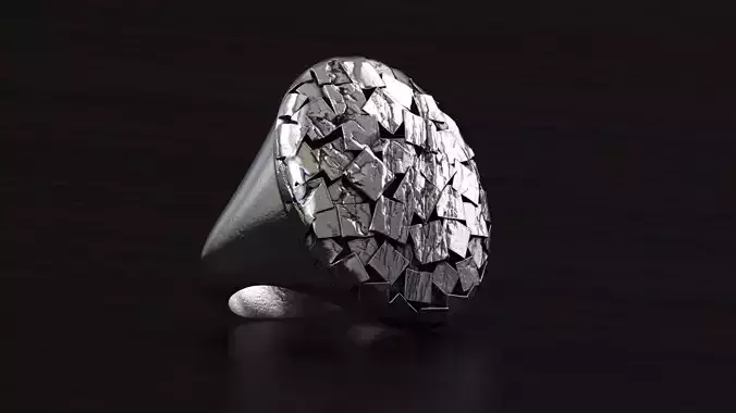 Rough Geometric Chipped Ring STL 3d model for 3d printing