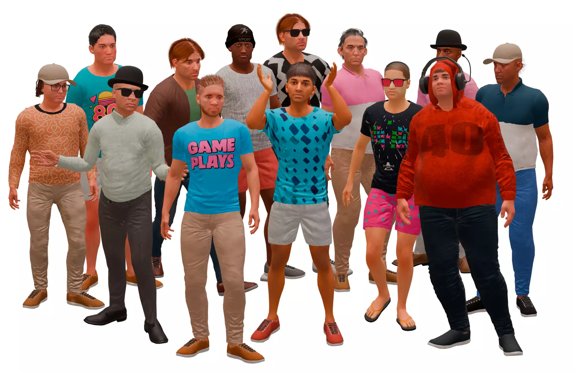 NPC Pack - men Low-poly 3D model
