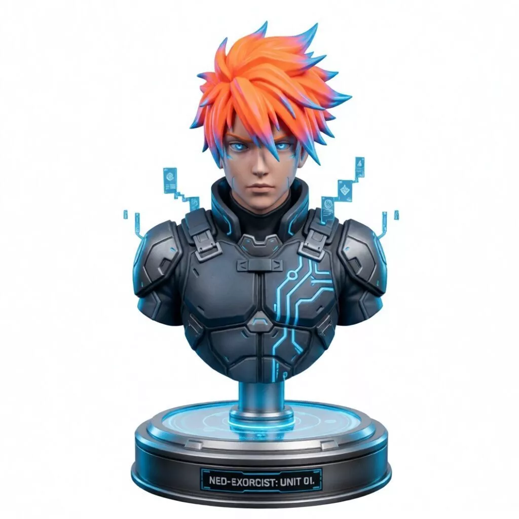 futuristic armored bust 3D print model