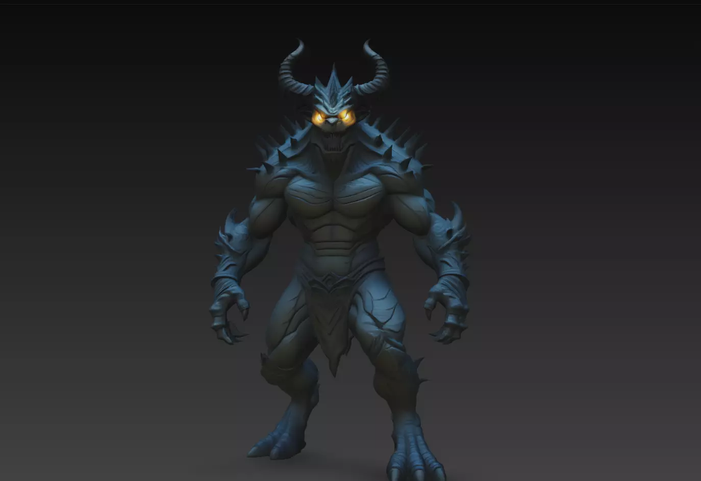 Glowing Eyed Horned Demon Warrior Monster Statue STL Print Model 3D print model