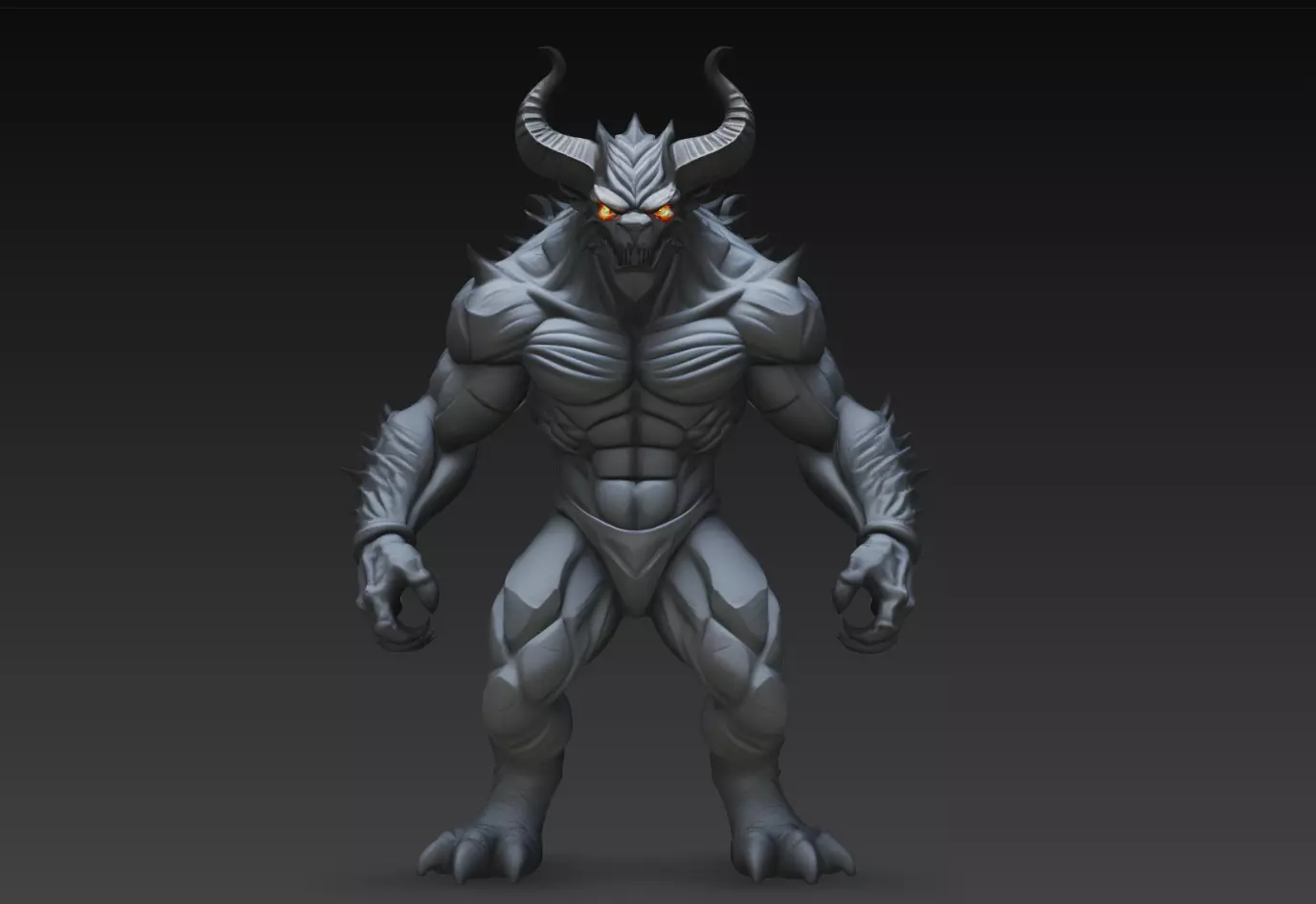 Abyssal Hellhorn Demon Brute Dark Monster Statue STL Print Model 3D print model