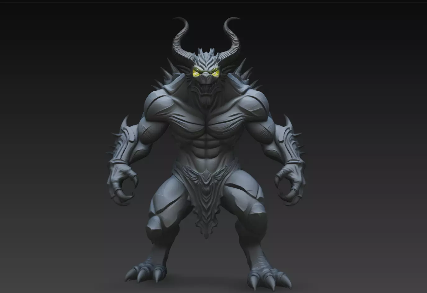 Voidhorn Demon Brute Dark Fantasy Monster Statue STL Print Model 3D print model