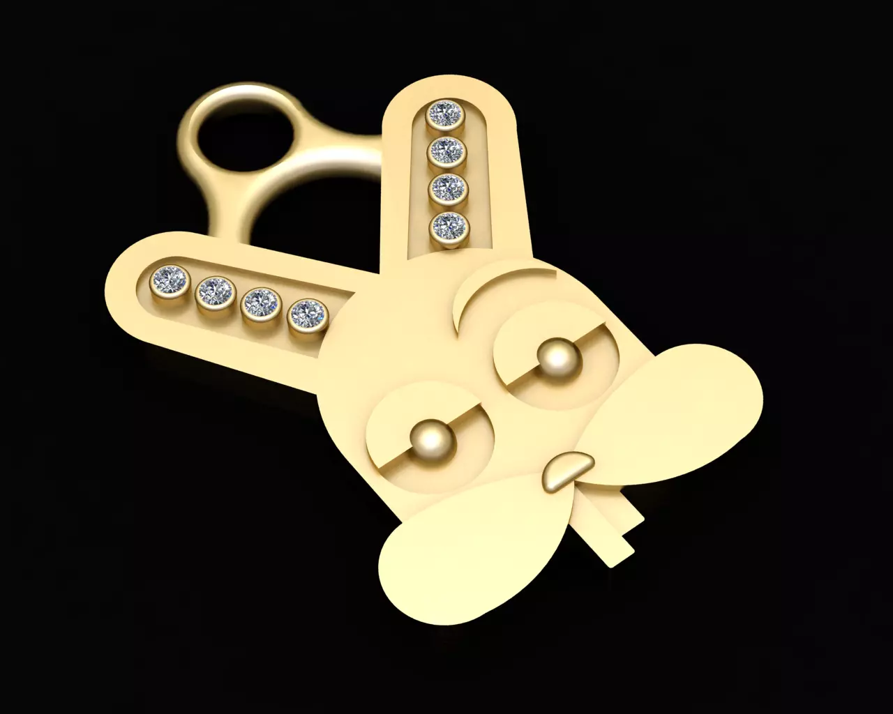 Iced Out Bunny Face 3D Jewelry Model - Cartoon Rabbit Chibi 3D print model