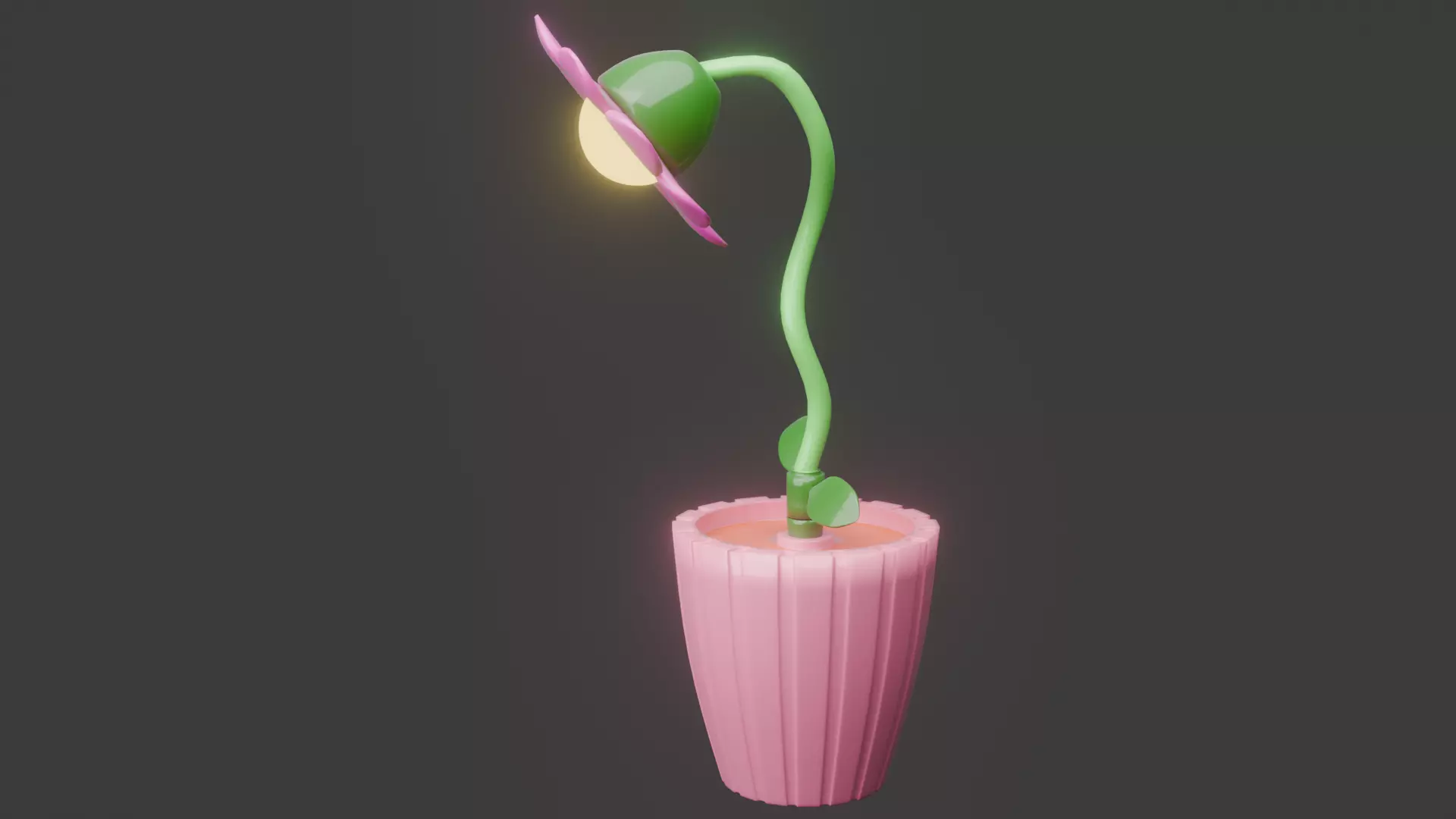 Stylized Flower Lamp - Potted Plant Light 3D model