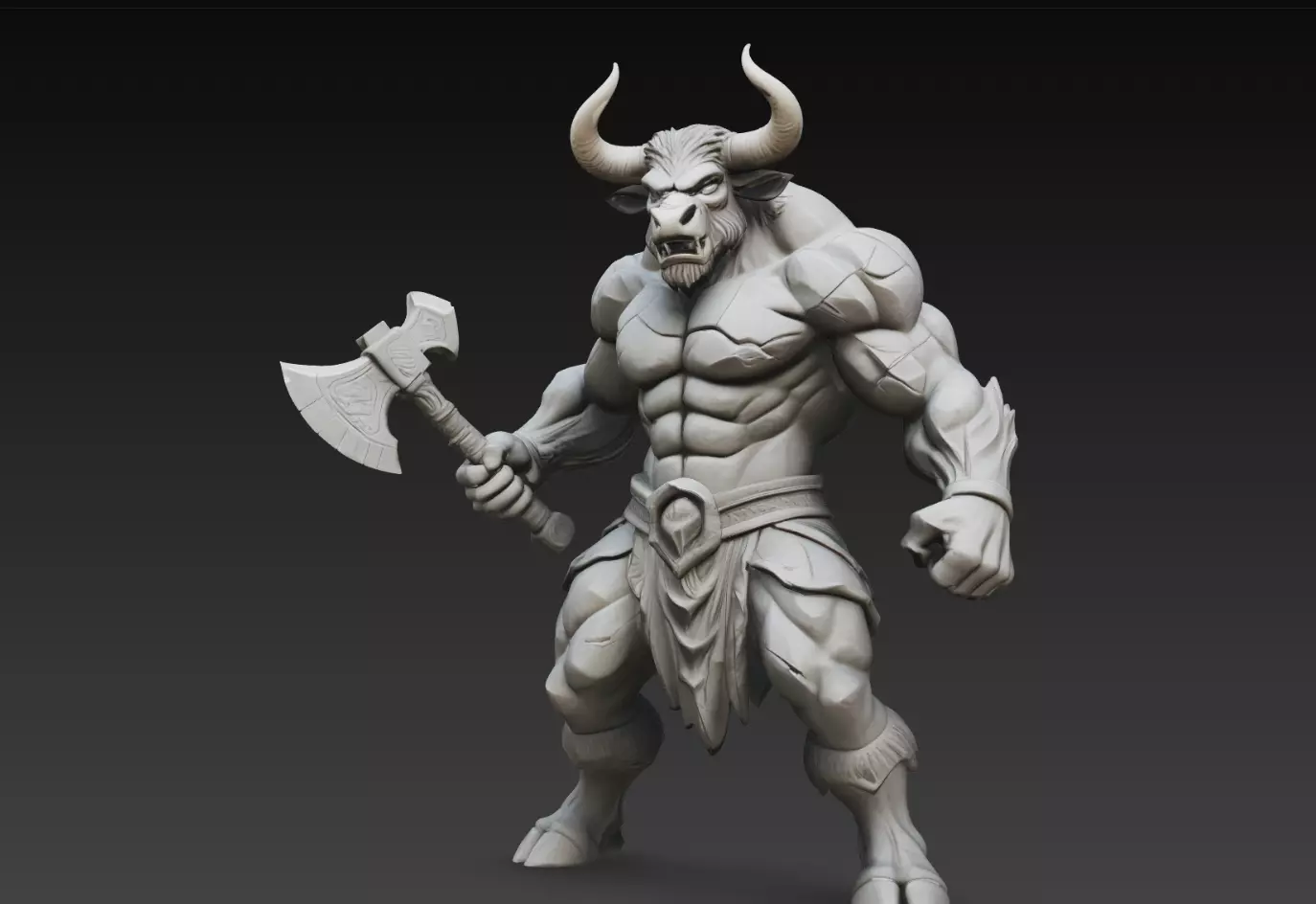 Ironhorn Minotaur Battle Axe Warrior STL Print Model 3D print model