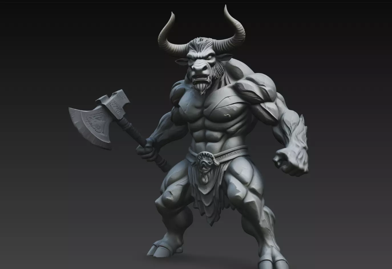 Ragehorn Minotaur Axe Brute STL Print Model 3D print model