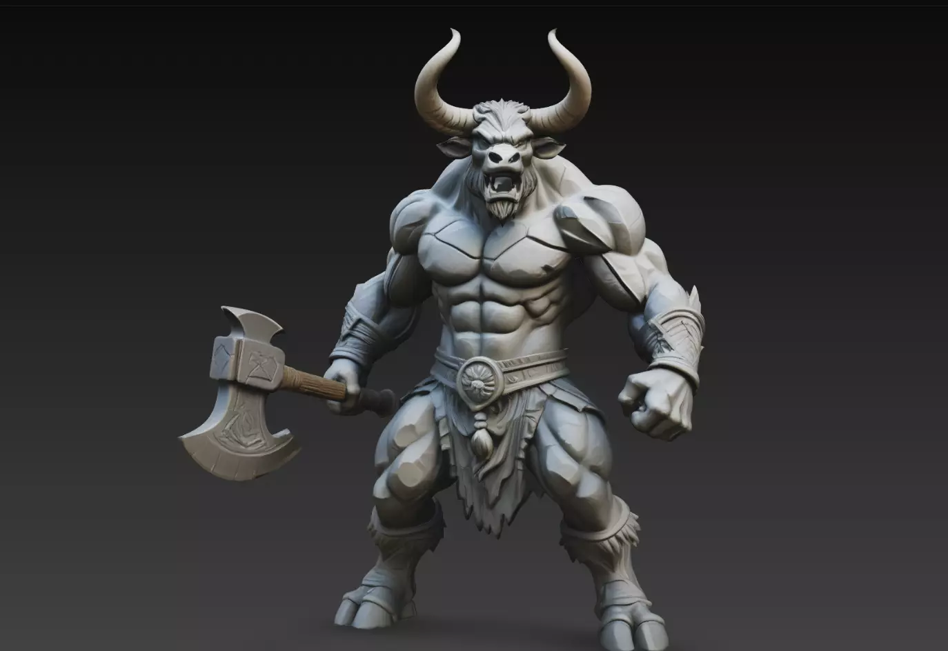 Stormhoof Minotaur Axe Guardian Statue STL Print Model 3D print model