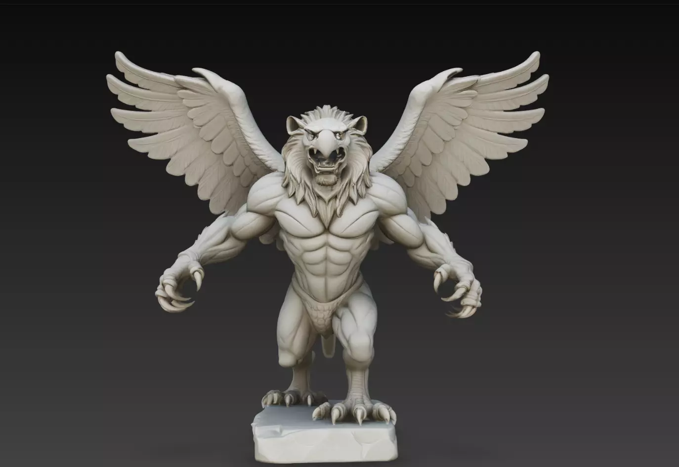 Winged Lion Griffin Guardian Creature Statue STL Print Model 3D print model