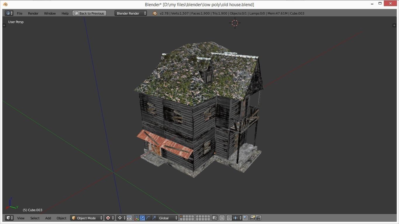 old wood house Low-poly 3D model_2