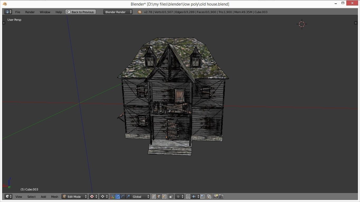 old wood house Low-poly 3D model_1