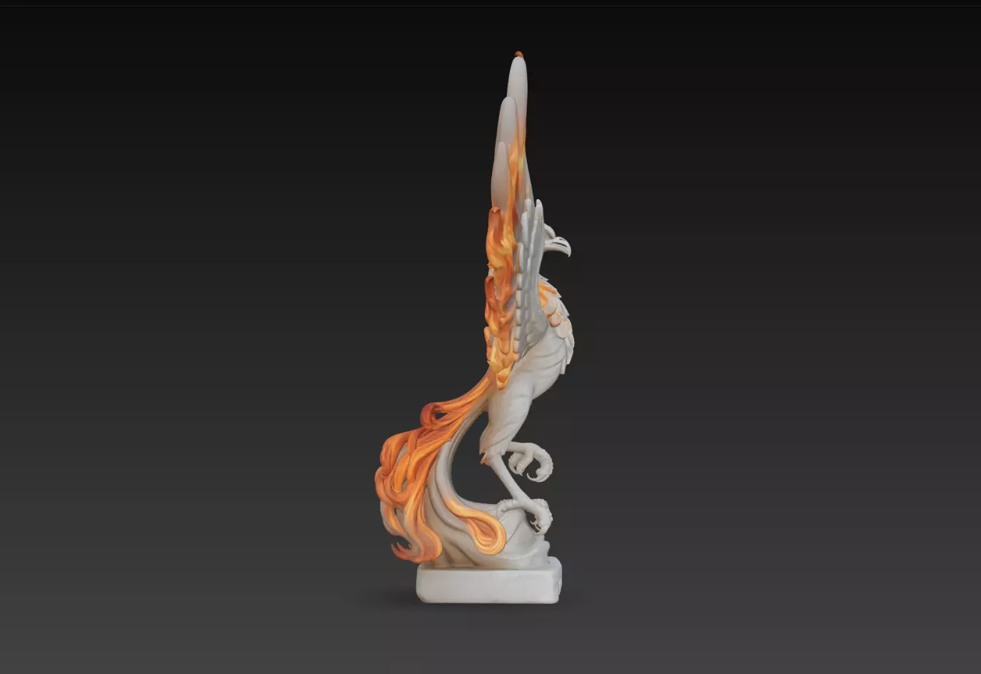 Sideview Flame Phoenix Bird Statue STL Print Model 3D print model