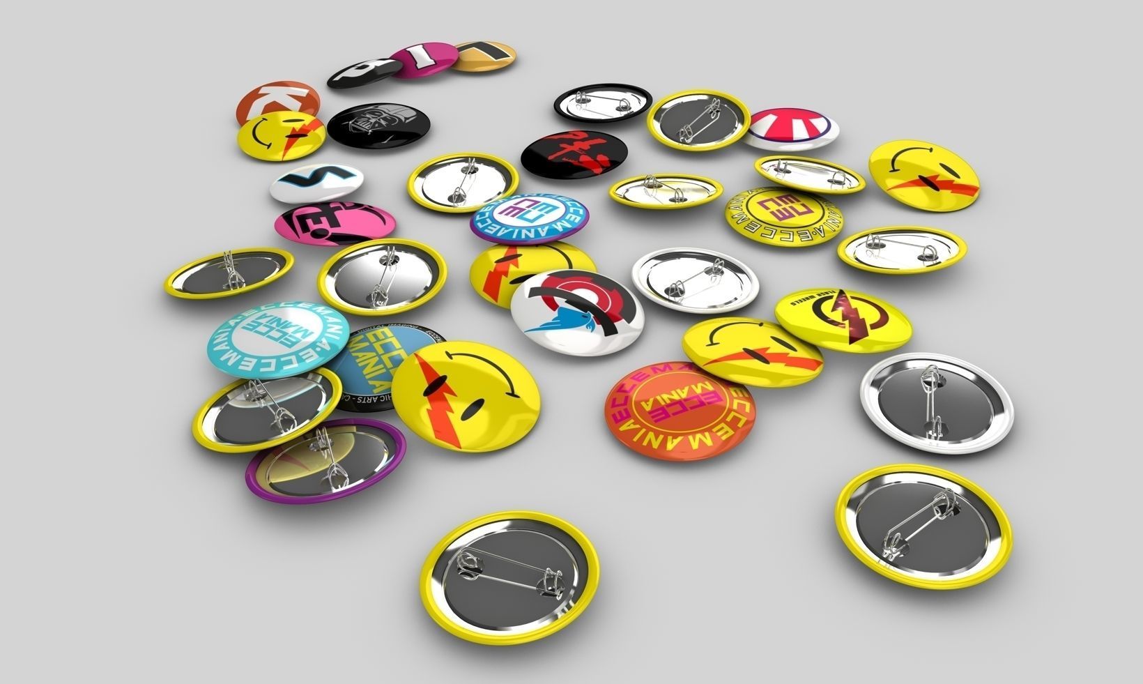 Pin Buttons 3D model_2