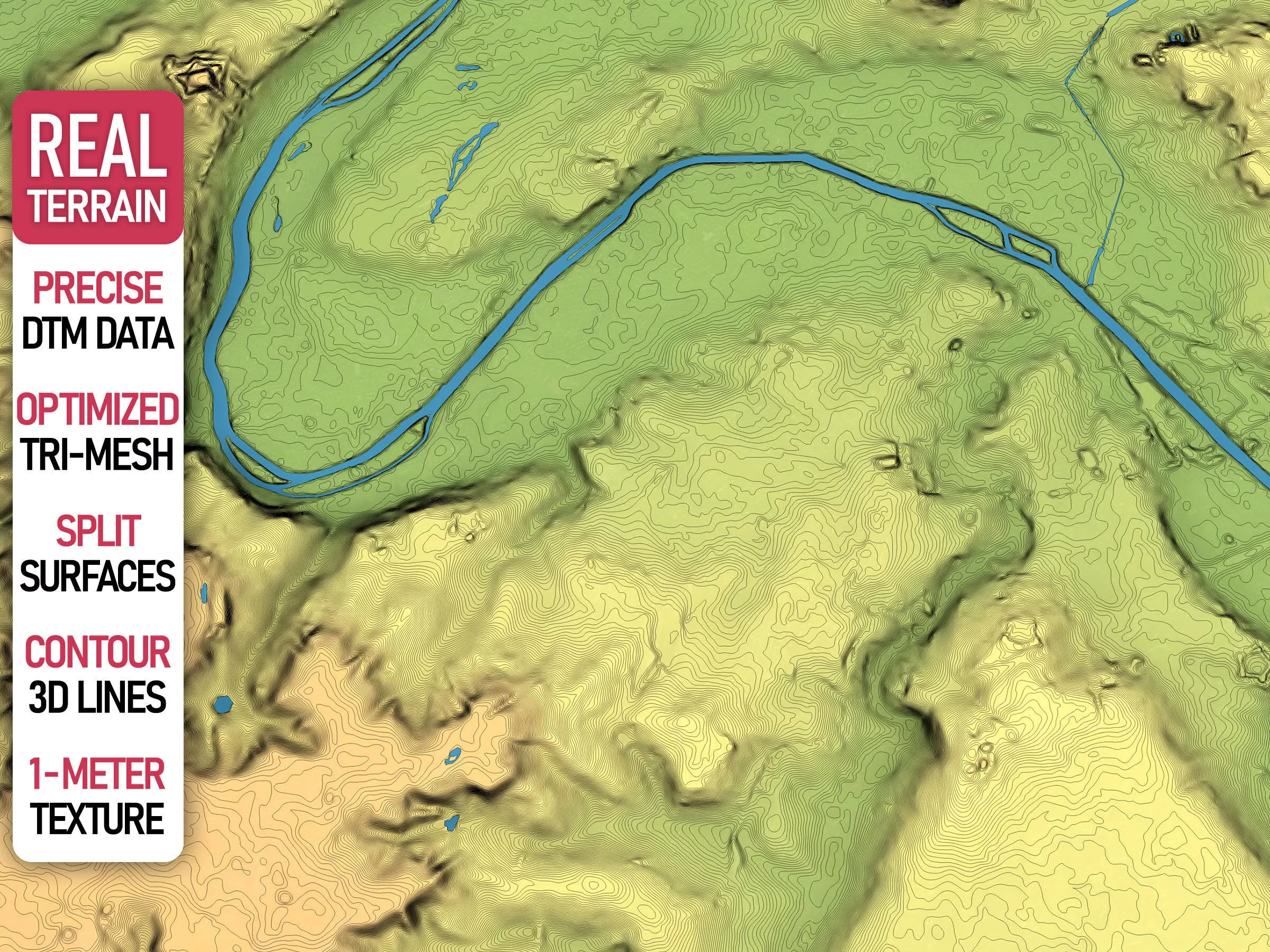 Paris - Topography Terrain Low-poly 3D model