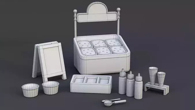 Ice Cream Props Pack Low-poly 3D model 6