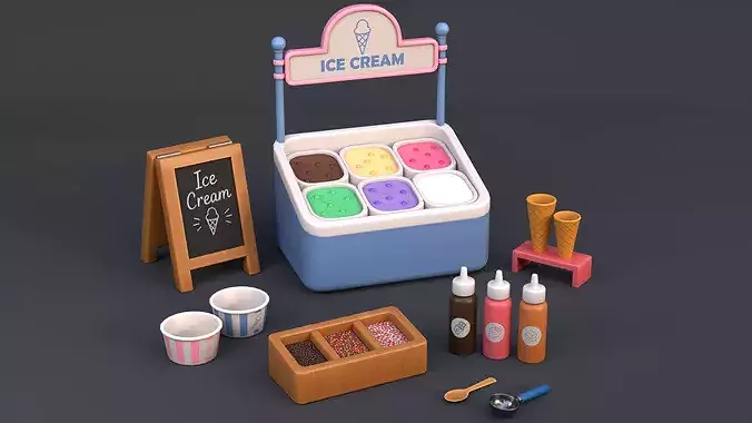 Ice Cream Props Pack Low-poly 3D model