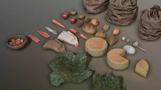 Medieval Food Low-poly 3D model 4