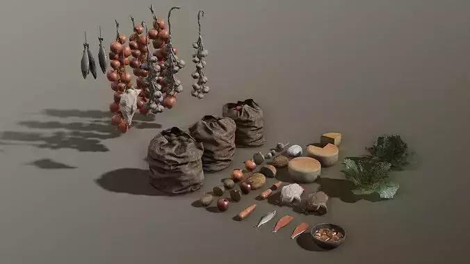 Medieval Food Low-poly 3D model 3