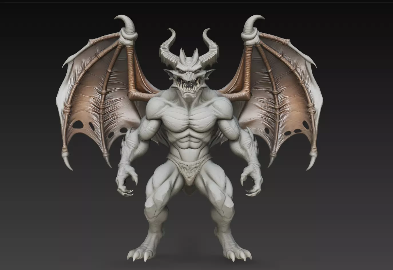 Ruinwing Horned Gargoyle Demon Statue STL Print Model 3D print model