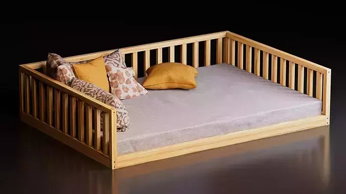Montessori Floor Bed 3D model 2