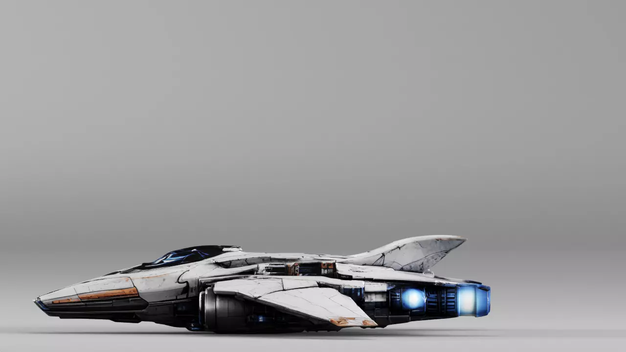 S00141 Sci-Fi White Space Fighter 3D Model 3D model