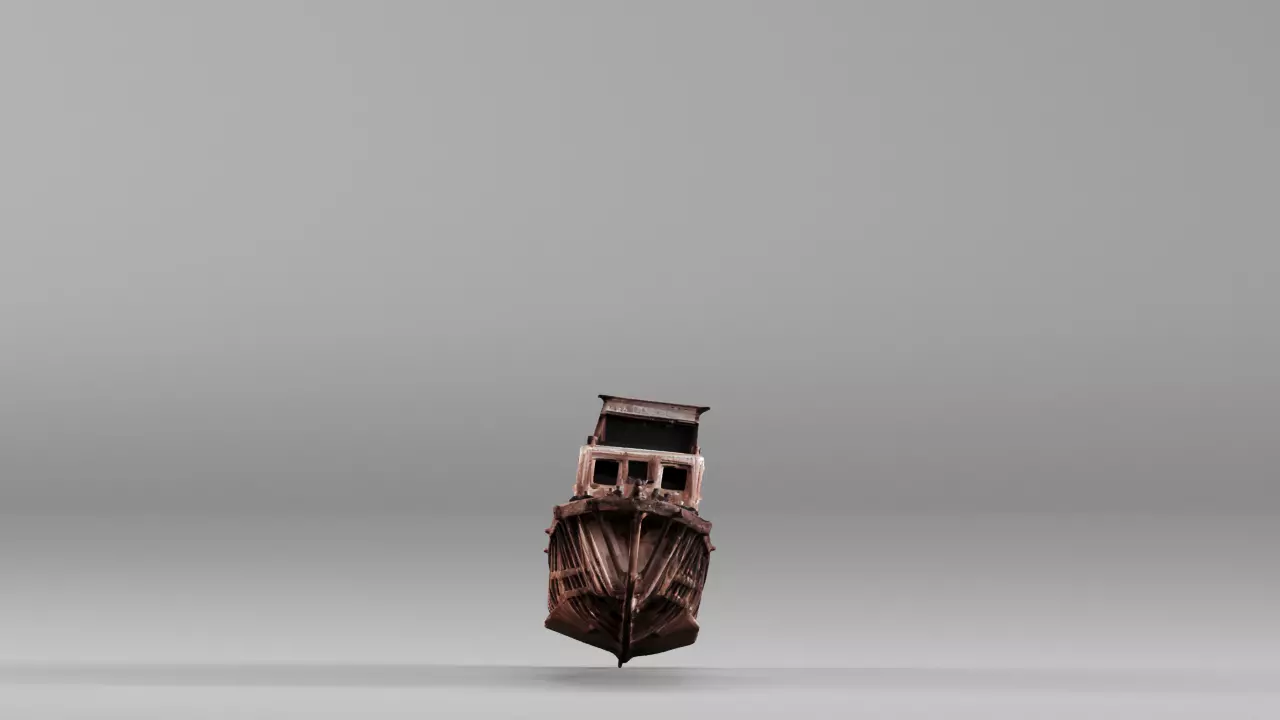 S00137 Abandoned Rusty Ship Wreck Hull 3D Model 3D model