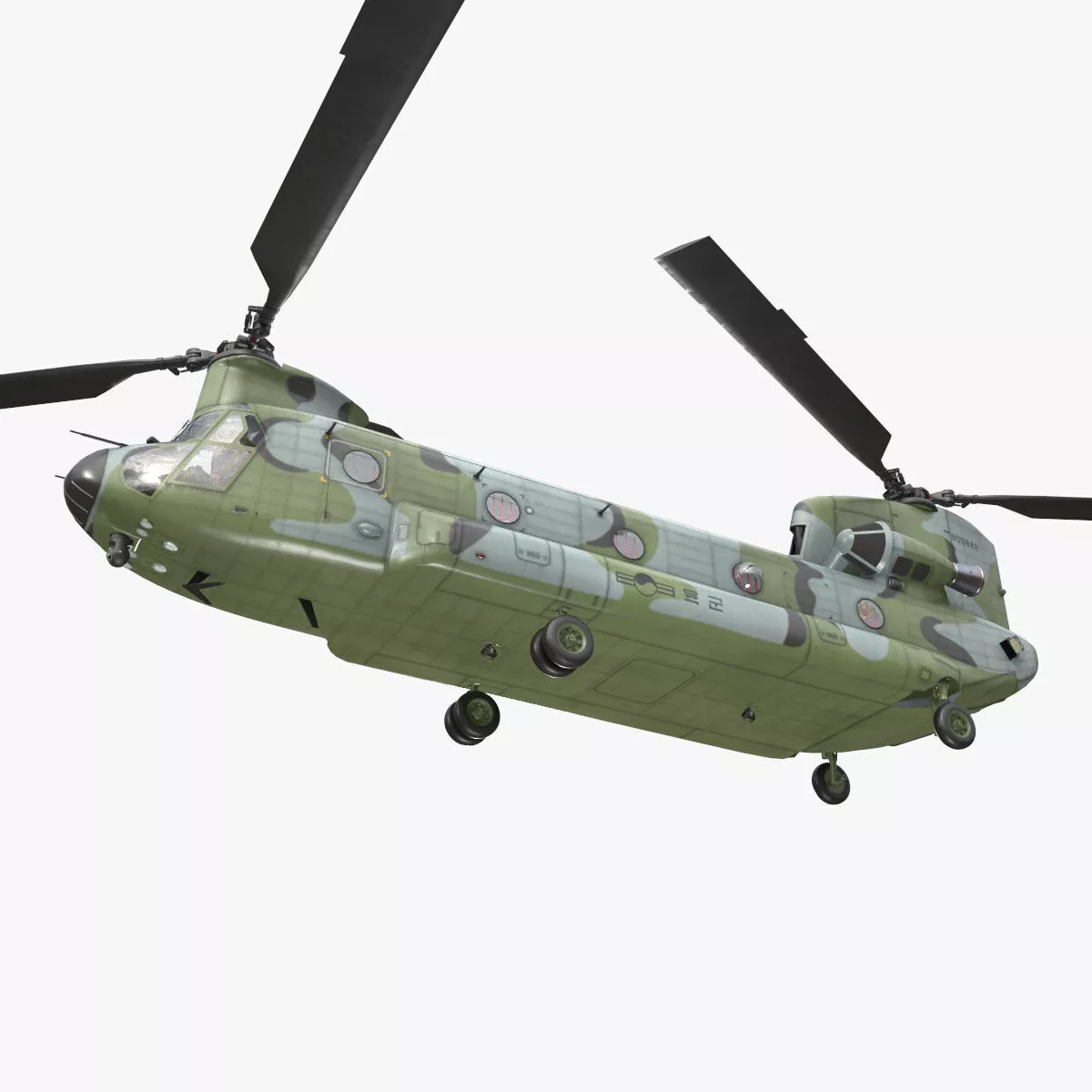 Helicopter CH-47 Chinook Korean Army Basic Animation --17-- Low-poly 3D model