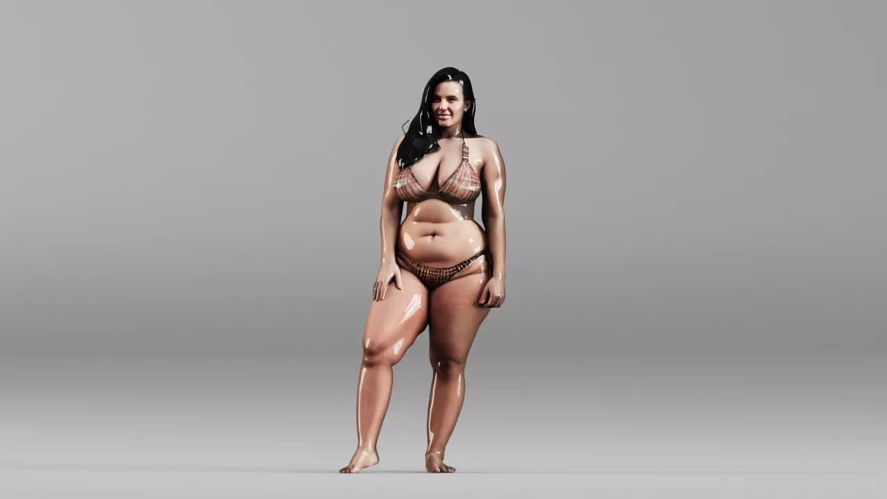 S00119 Curvy Woman Character Wet Skin Bikini 3D Model 3D model