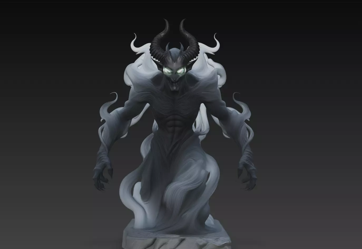 Dreadmist Horned Nightmare Shade Statue STL Print Model 3D print model