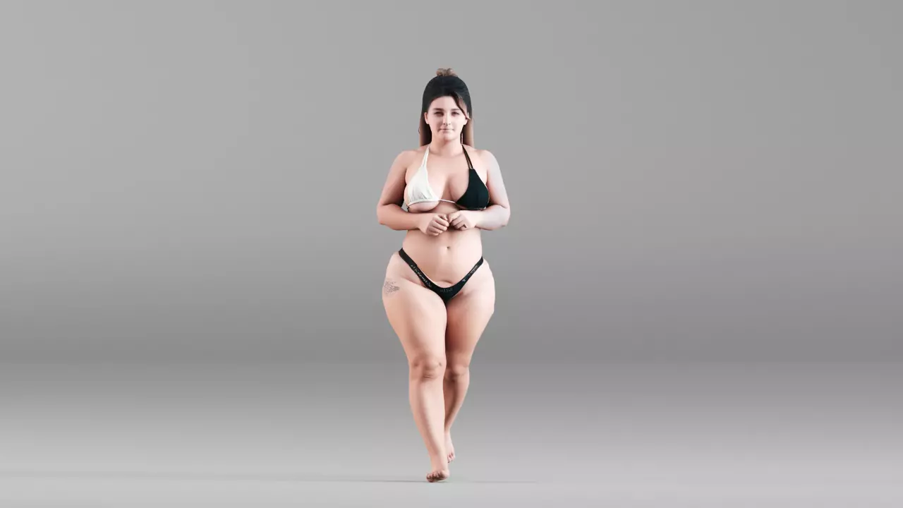 S00118 Realistic Plus Size Female Character Walking 3D Model 3D model