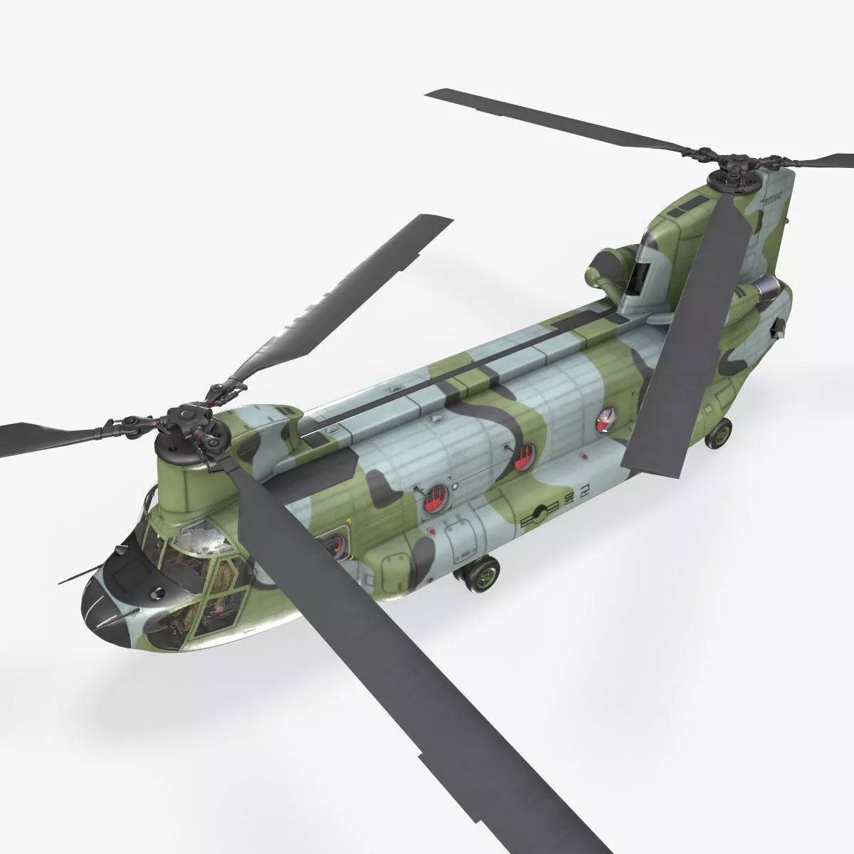 Helicopter CH-47 Chinook Korean Army Complex Animation --17-- Low-poly 3D model