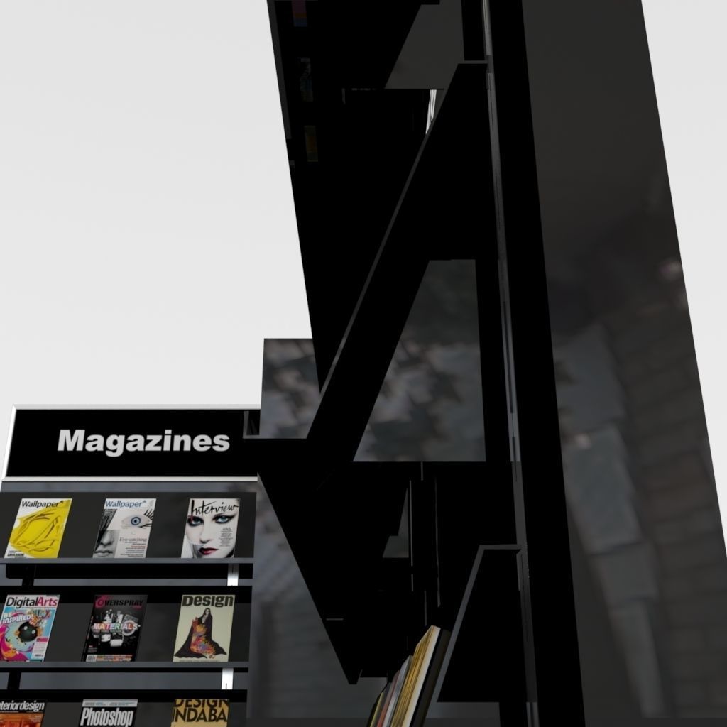 modular magazine shelf for book shop 3D model_5