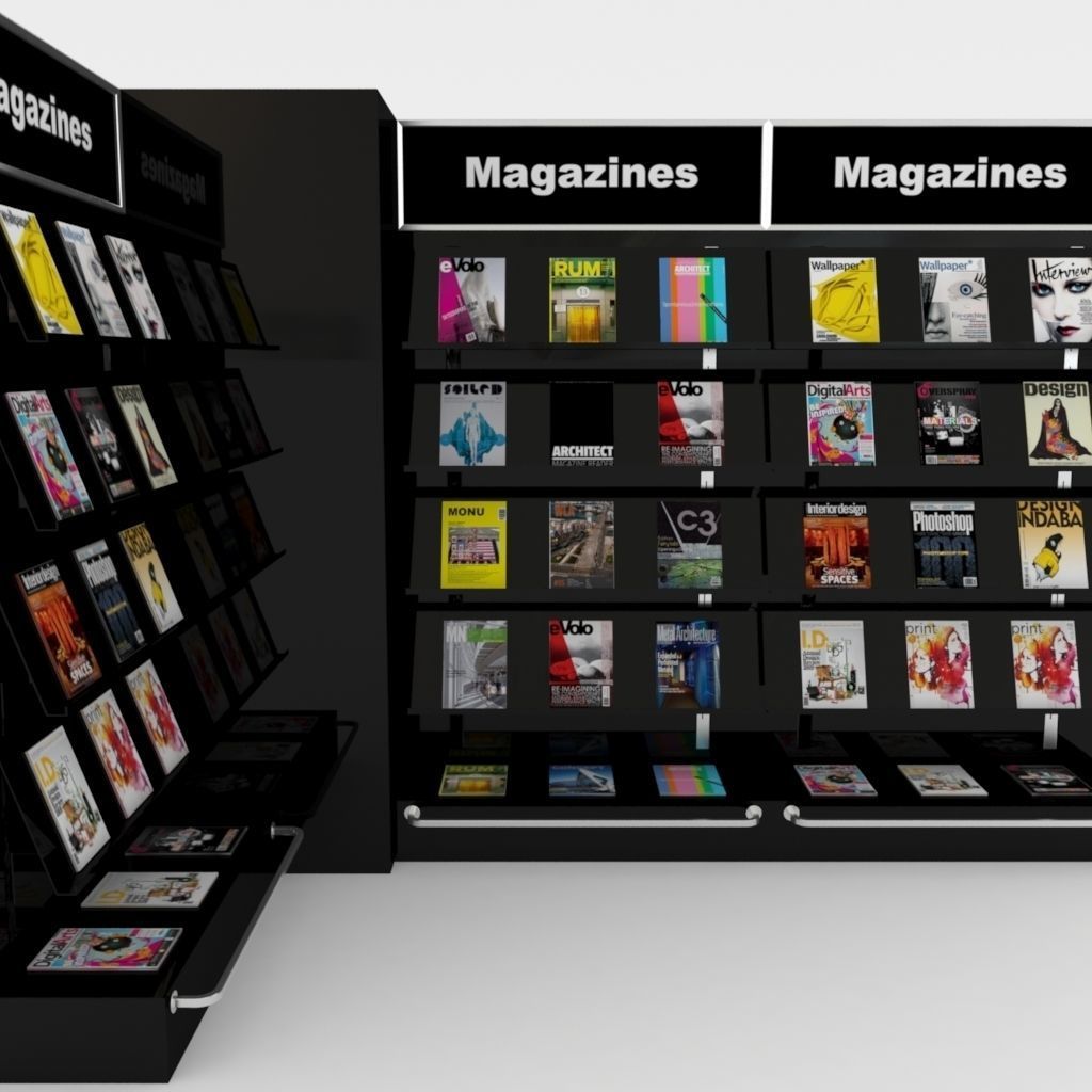 modular magazine shelf for book shop 3D model_3