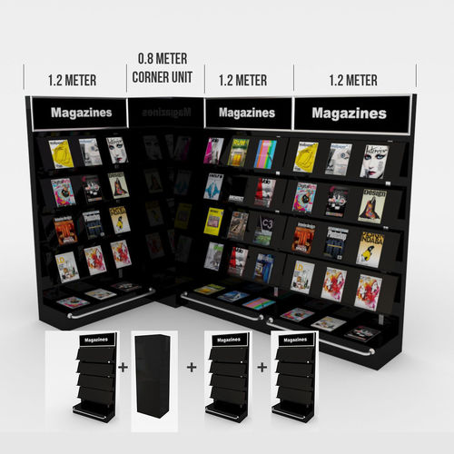 modular magazine shelf for book shop 3D model