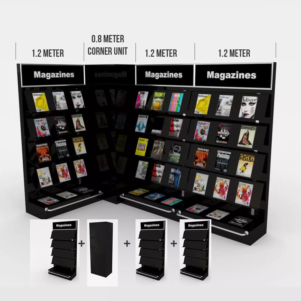 modular magazine shelf for book shop 3D model_0