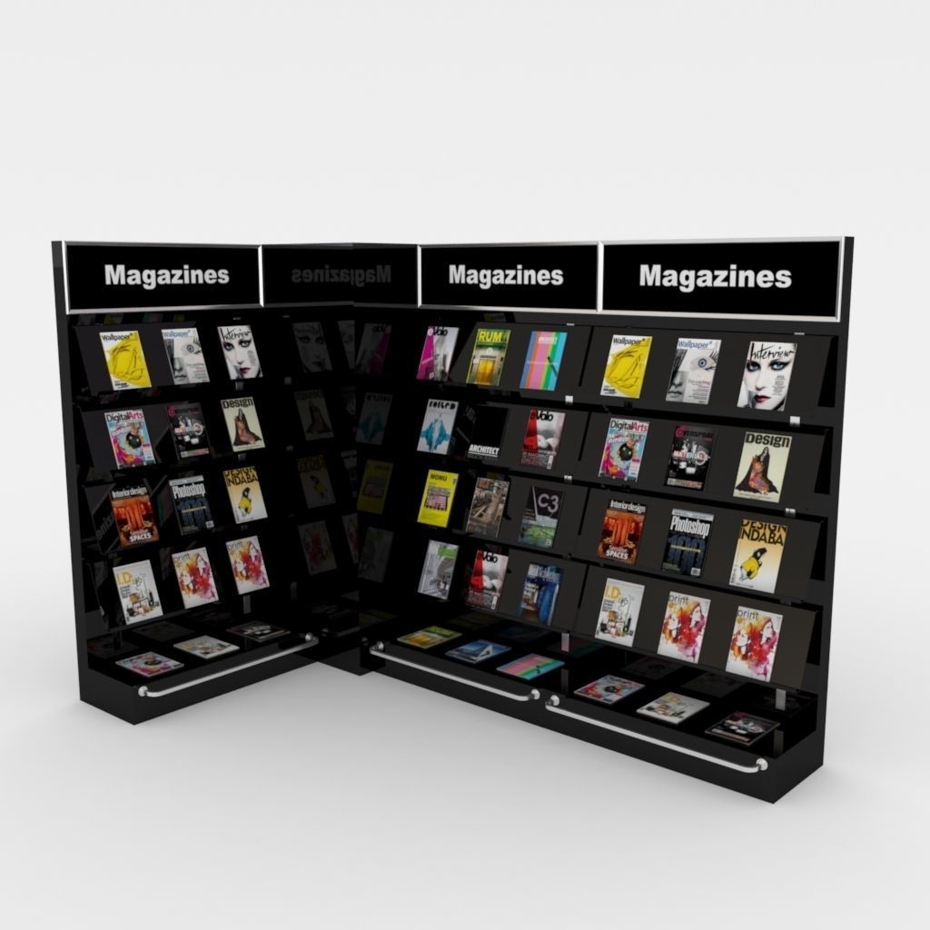 modular magazine shelf for book shop 3D model_1