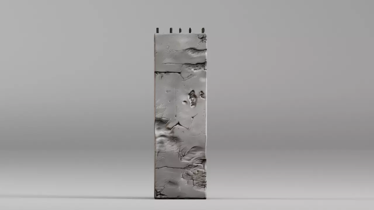S00099 Damaged Concrete Wall Section 3D Model Free 3D model