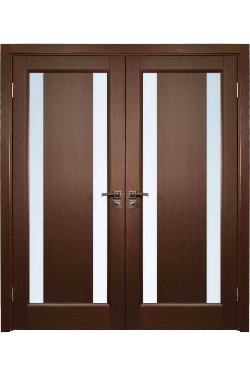 3d house two wooden doors with glass panels 3D model_3