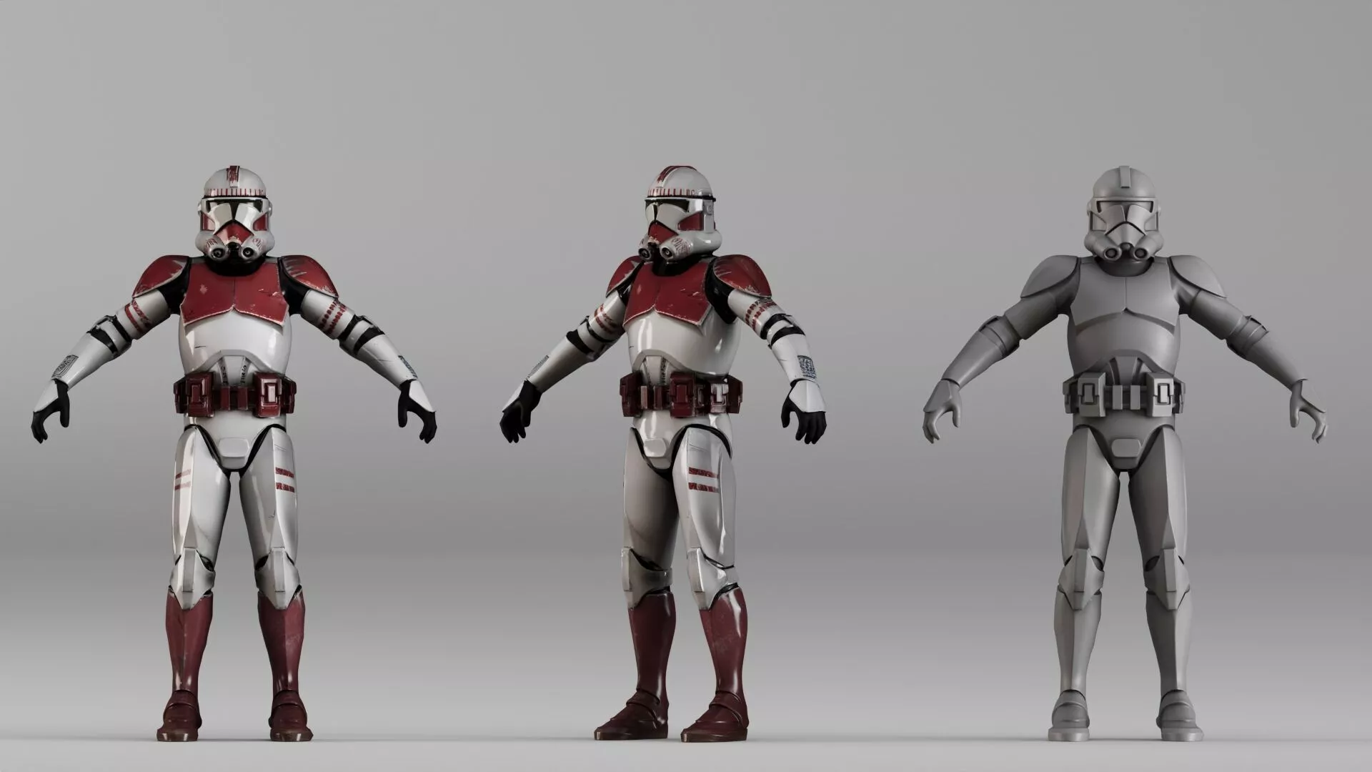S00085 Sci Fi Red Trooper Soldier Armor Model 3D model