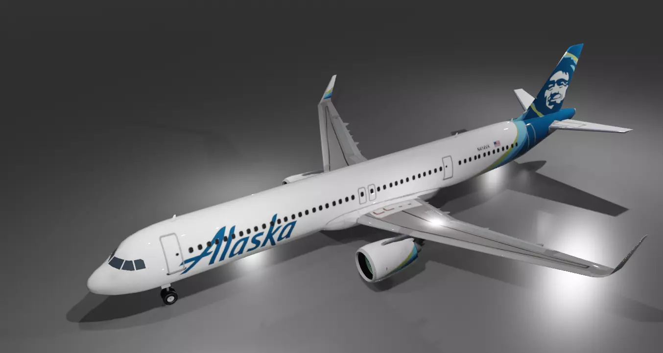 Alaska airlines airbus a321neo low poly 3D model Low-poly 3D model