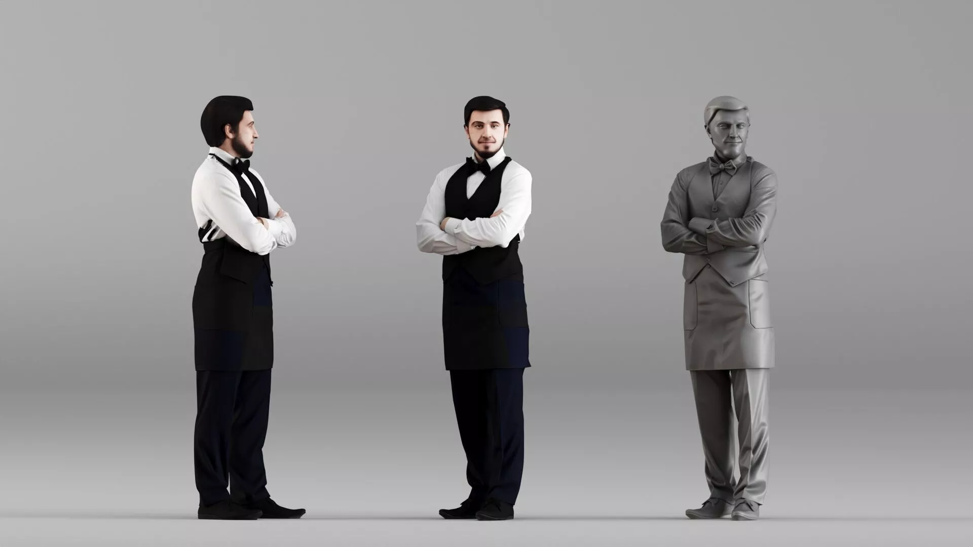 S00077 Professional Waiter Staff Character 3D Model 3D model