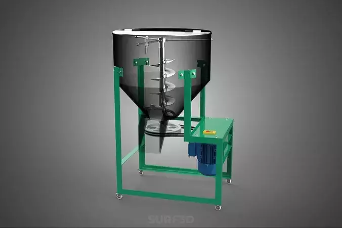 BUCKET VERTICAL MIXER BLENDER GRANULE PARTICLE POWDER PELLET 3D model 2