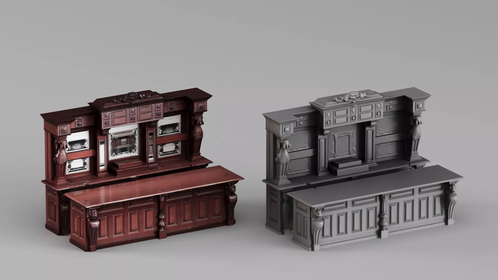 S00068 Classic Ornate Bar Counter 3D Model 3D model