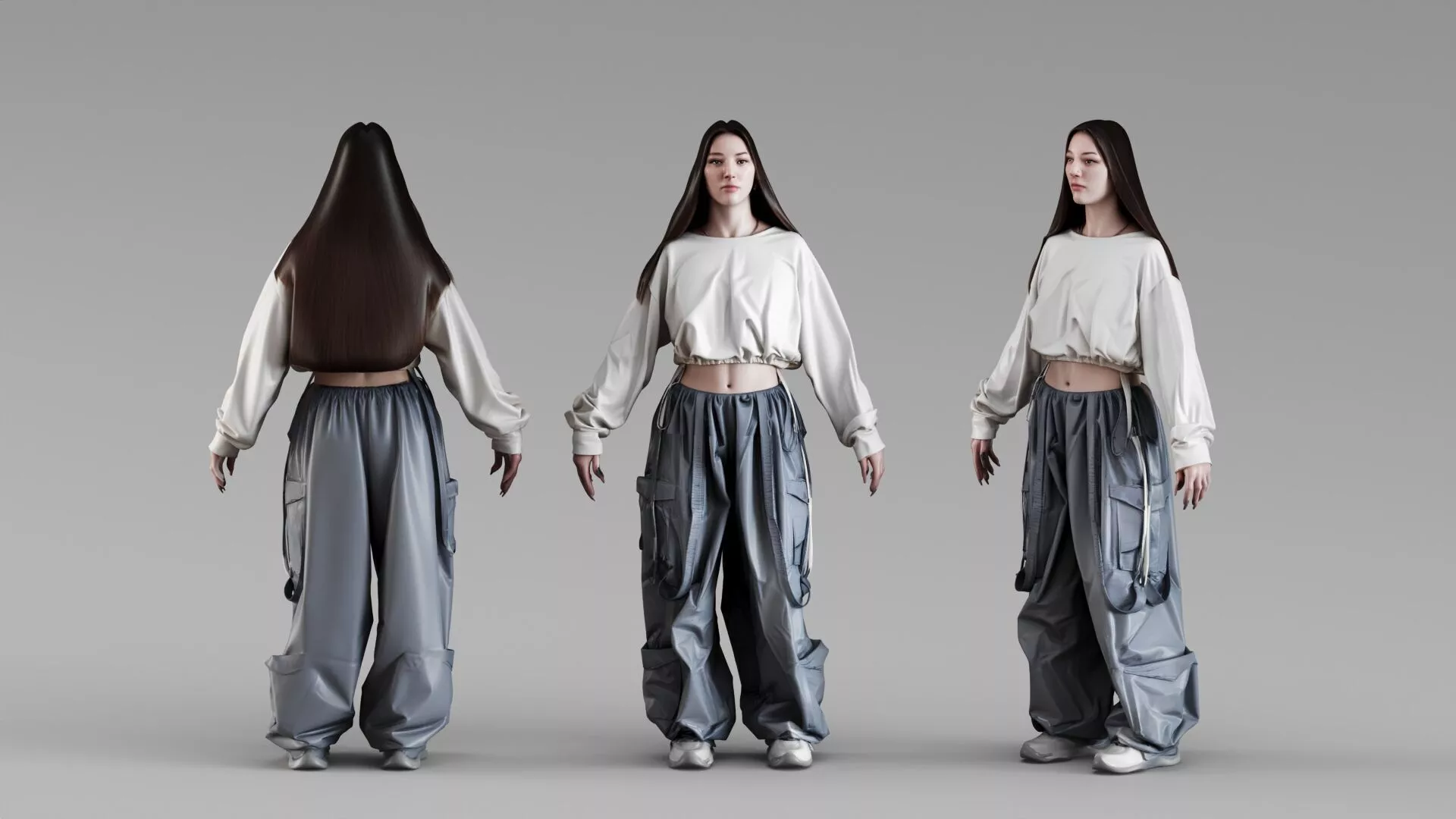S00064 3D Female Character Casual Streetwear Model 3D model