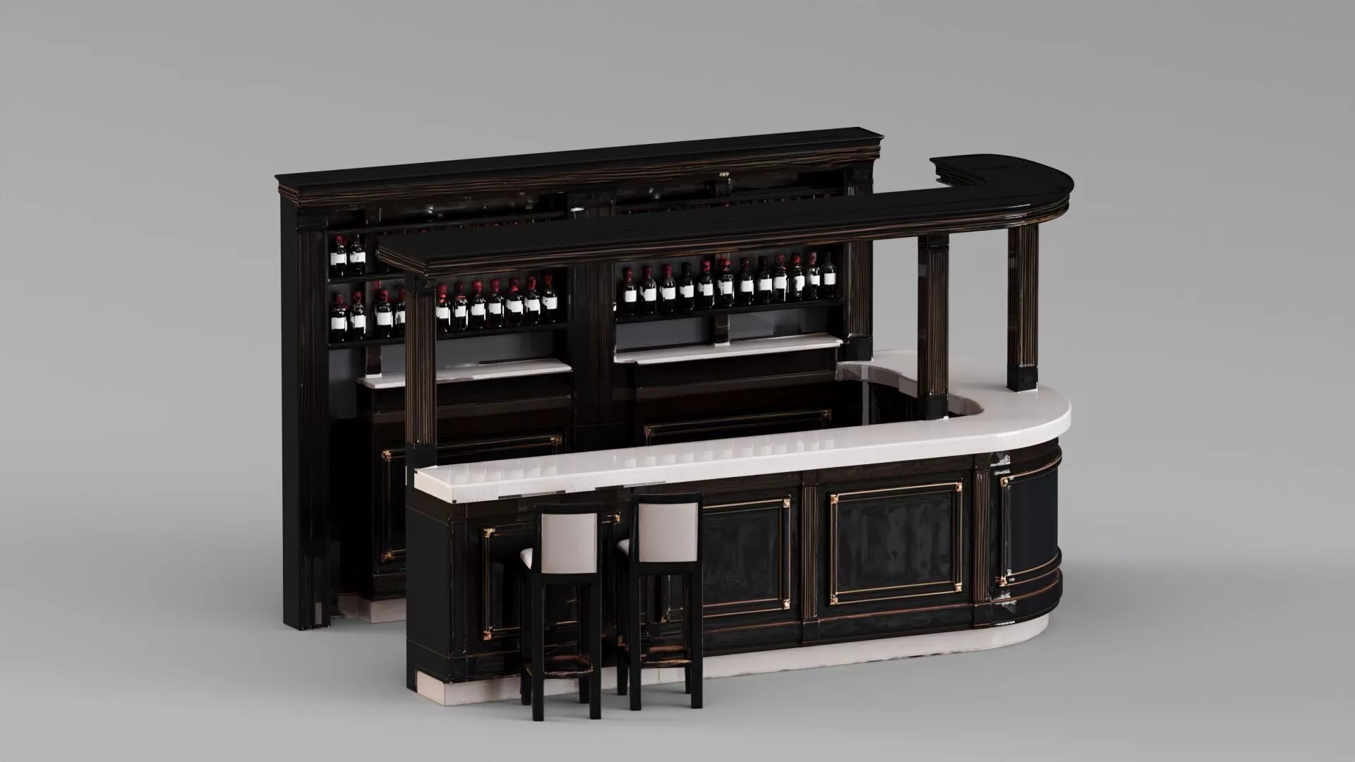 S00061 Luxury Bar Counter Marble Top 3D Model 3D model