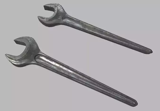 Single Open End Spanner Wrench PBR Game Ready Low-poly 3D model