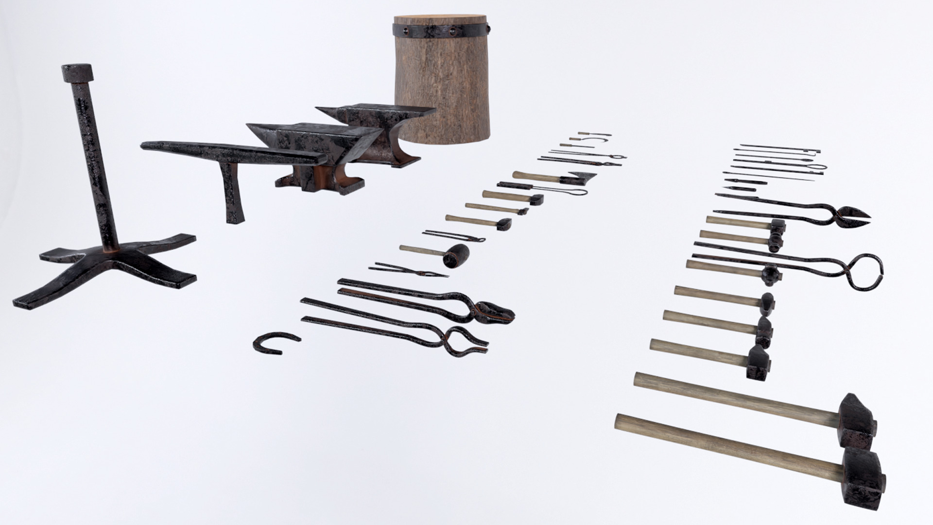 Blacksmith Tools Low-poly 3D model_2